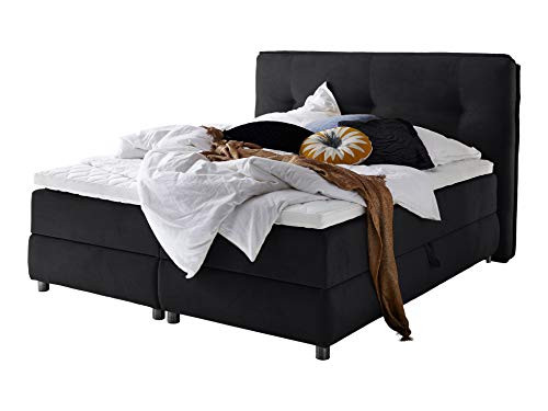 Atlantic Home Collection TILO Boxspringbett inklusive Topper (Härtegrad H2) und Stauraumfunktion beidseitig, schwarz, 160 x 200 cm Atlantic Home Collection TILO Boxspringbett inklusive Topper (Härtegrad H2) und Stauraumfunktion beidseitig, schwarz, 160 x 200 cm