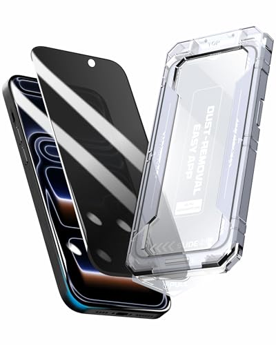 Image of Affix 2 Pack for Privacy iPhone 17 Pro Full Coverage Tempered Glass, Screen Protector Guard with Easy Fix Installation Tool, 9H Hardness Shatterproof, HD Clear Scratch Resistant