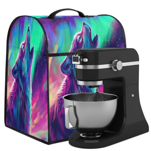 Coffee Maker Cover Colorful Starry Sky Wolf Kitchen Appliance Covers Small Appliance Covers Blender Cover Juicer Cover Dust Covers for Kitchen Appliances with Top Handle and Pockets,Washable,C774