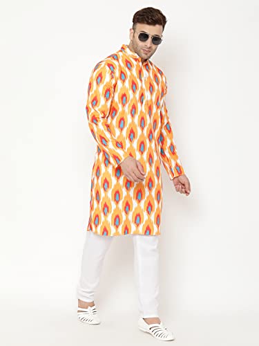 Image of hangup men's kurta pyjama set, Color Orange, Size 38 (K122KurtaSet)