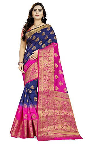 Image of arriva fab Silk with Blouse Piece Saree (RIva685 Blue Free Size)