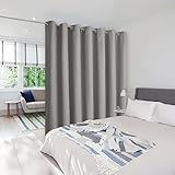Picture of NICETOWN Silver Grey Room Separating Divider, Room Divider Curtain Screen Partition, Function Thermal Blackout Patio Door Curtain, Sliding Door Insulated Curtain for Patio, 8.3ft Wide x 10ft Long