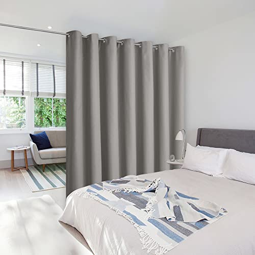 Image of NICETOWN Silver Grey Room Separating Divider, Room Divider Curtain Screen Partition, Function Thermal Blackout Patio Door Curtain, Sliding Door Insulated Curtain for Patio, 8.3ft Wide x 10ft Long