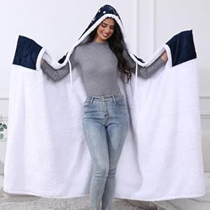 Gifts for wife birthday wife gifts from husband wedding anniversary romantic gifts for wife best wife presents blanket hoodie navy blue  urban country home decor