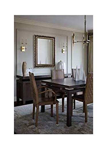 Raphael Rozen Hanging Framed Wall Mounted Mirror Vintage Antique Silver Brass Colored With Carvings For Bathroom, Vanity, Living Room, Dining Room, Kitchen, Bedroom, Office (20X30) #TOP4