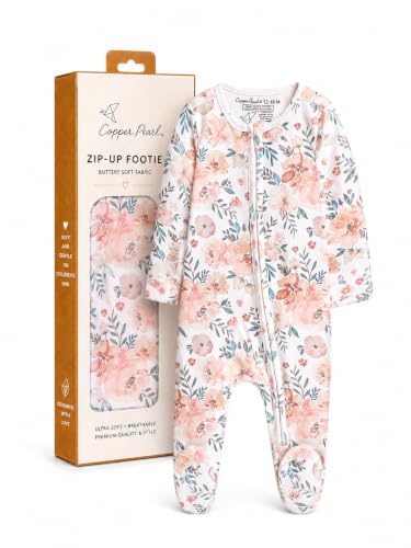 Image of Copper Pearl Zip-Up Footie Baby Pajamas - Soft Newborn Onesies for Boys & Girls, Tag-Free with Two-Way Zipper Baby Sleepers for Newborn - 24 Months, Autumn