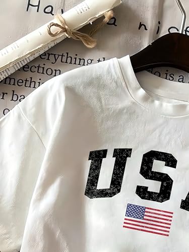 Girl's American USA Graphic Shirt Crew Neck Short Sleeve Summer Casual Tee Tops3