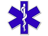 JR Studio 8x8 inch Large Blue EMT Star of Life Window Sticker -Logo Insignia Ambulance Big Vinyl...