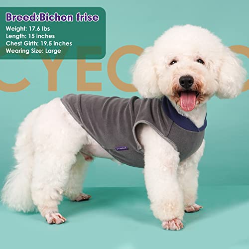 Cyeollo 2 Pack Fleece Dog Sweater Stretchy Pullover Soft Dog Jacket With Reflective Stripe Lightweight Sweatshirt Pet Clothes Coats For Small Dogs Grey & Blue #TOP2