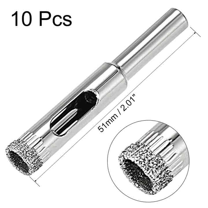 10pcs 8mm 5/16" Diamond Coated Core Drill Bit Granite Glass Marble Tile Hole Saw