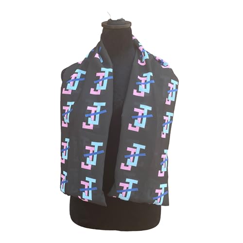 Jack Jill Pink Blue Scarf 48in x 8in (Black)