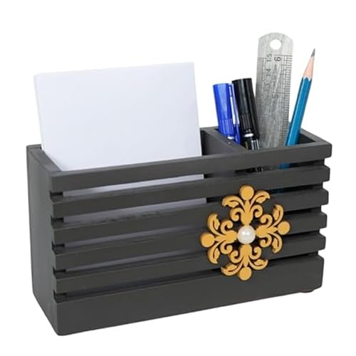 Image of Decorative Embossed Design Pencil and Pen Stand | Desk Organizer for Stationery Storage | Suitable for Office Desk, Study Table, Home and Workspace Use (Design 8)