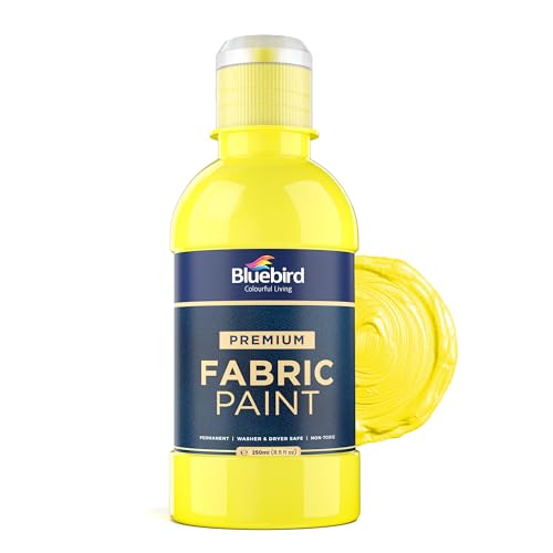 Image of BLUEBIRD Fabric Paint, Lemon Yellow, 8.5 Fl Oz, Permanent Fabric Paints for Clothes, Furniture Upholstery