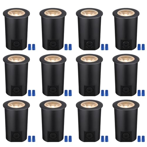 LEONLITE 12-Pack 3W Well Lights, 12-24V AC/DC, IP67, Black