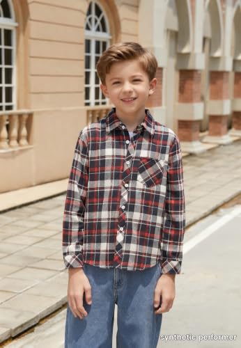 Image of Betusline Boy and Men Button Down Plaid Shirt | Soft,Breathable and Comfortable Fabric