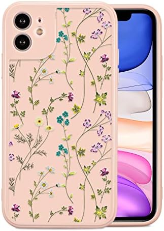 RALEAVO Floral Case Compatible with iPhone 11 (6.1), Shockproof Silicone Case Cover with Cute Flower Patterns Protective Bumper Case for iPhone 11-Beige
