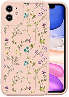 RALEAVO Floral Case Compatible with iPhone 11 (6.1), Shockproof Silicone Case Cover with Cute Flower Patterns Protective Bumper Case for iPhone 11-Beige