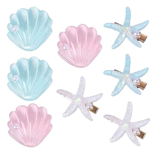 8 pinzas de cabello con concha y estrella de mar miniatura 1