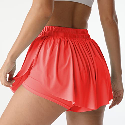 Image of Flowy Athletic Shorts for Women Running Tennis Butterfly Shorts Girls 2-in-1 Double Layer Quick-Drying Comfy Shorts