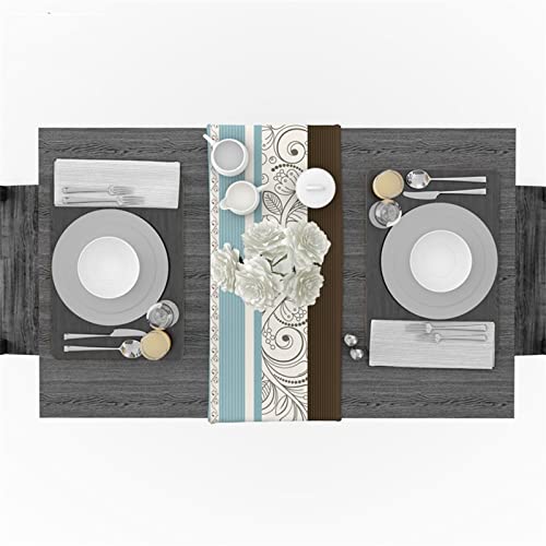Chemin de table bohème rayé bleu pour décoration de cuisine et salle à manger