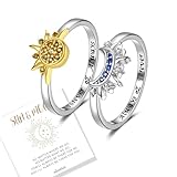 oGoodsunj Sterling Silver Moon Sun Rings Set Stackable Matching Ring Friendship Couples Mother Daughter Promise Jewelry Gifts for Women Bff (Engraved, 8)