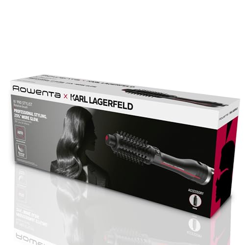Rowenta x KARL LAGERFELD K ou Pro Stylist Brosse soufflante rotative, Booster d'éclat, Coiffures variées, 2 brosses CF961LF0