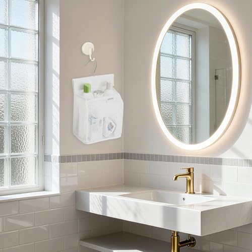 JIUCHAOTONG Wäscheklammerbeutel, Wäscheklammerbeutel zum Aufhängen Klammerbeutel, Reusable Klammerbeutel, Wäscheklammern, mit einem S-Haken, für Haus und Garten, Weiß