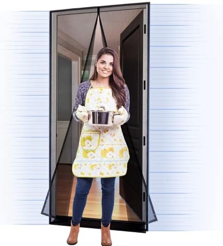 YUFER Magnetic Screen Door 32×80 Reinforced Fiberglass Screen Door Magnets Screen for Doorway Sliding Door mesh with Full Frame Hook&Loop - Grey