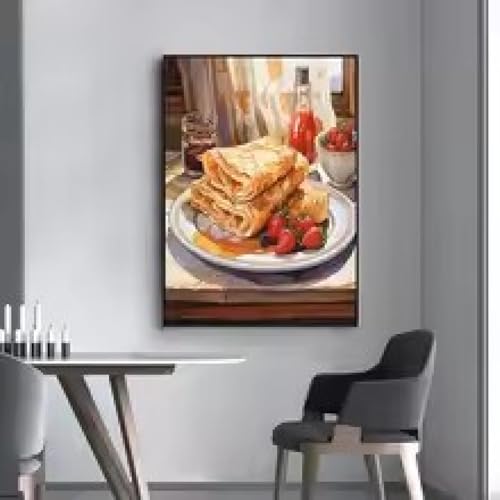 Peinture dessert sur toile avec cadre robuste pour un salon ou une cuisine moderne