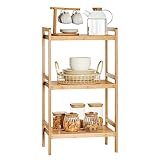 SONGMICS Bambus Regal, Küchenregal, Badregal, Bücherregal, Standregal mit 3 Ablagen, 31,5 x 45 x 80 cm, für Bad, Küche, Wohnzimmer, Schlafzimmer, Balkon, naturfarben BCB073N01