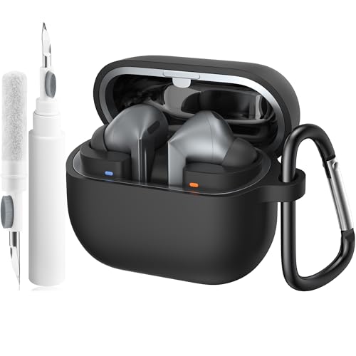 Case for Samsung Galaxy Buds 3 /Buds 3 Pro with Cleaner Pen Silicone Protective Cover for Buds 3 Generation with Hook Supports Wireless Charging LED Front Visible