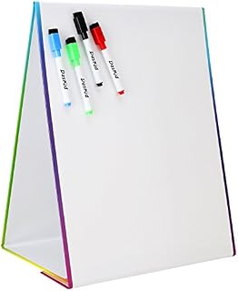 Tabletop Magnetic Easel & Whiteboard (2 Sides) Includes: 4 Dry Erase Markers. Drawing