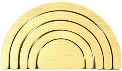 WOODEN RAINBOW STACKER TOY Montessori Stacking Waldorf Nesting Puzzle for Creative Sculpture Building Tunnel Arches Block Stacker in Natural Wooden Rainbow Game Learning Toy Nesting Wood Blocks TOYS