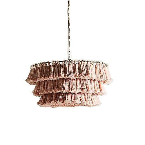 Lampe Suspendue Industrielle et bohème en macramé tissé à la main pour le salon