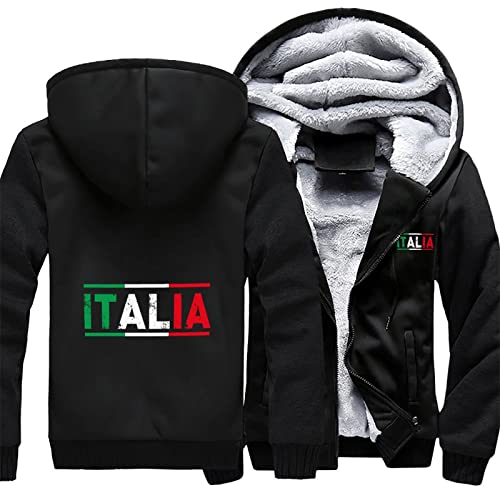 BAIKUTOUAN Italy Flag Men's Hoodies Thick Warm Lining Hooded Sweatshirt Zip-up Coat Casual Jacket3