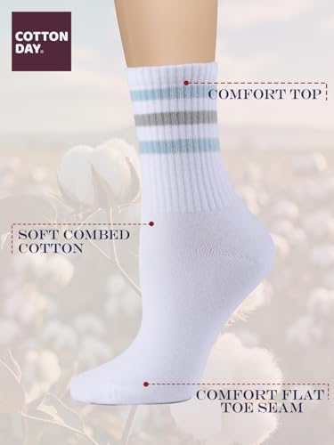Image of COTTON DAY Women's Soft Combed Cotton Socks Seamless Toe Black White Navy
