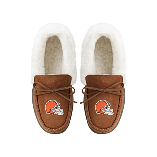 Image of FOCO Womens NFL Team Logo Tan Moccasin Slippers