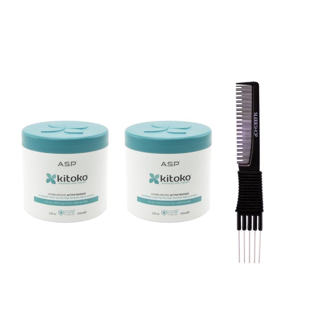 yper Asp Kitoko Hydro-Revive Active Masque (15 oz) with Teasing Comb Pack 2