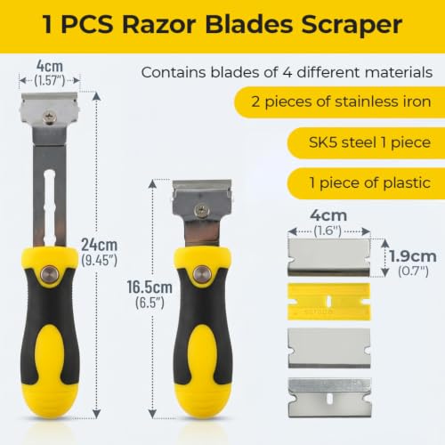 Image of Serplex Razor Blade Scraper Set with Adjustable Handle for Home Use
