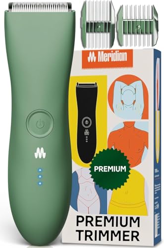 MERIDIAN The Trimmer Original - Body Hair Trimmer for Men, Electric Shaver for Pubic Hair, Chest, Legs & Bikini, Waterproof & Rechargeable, Sage