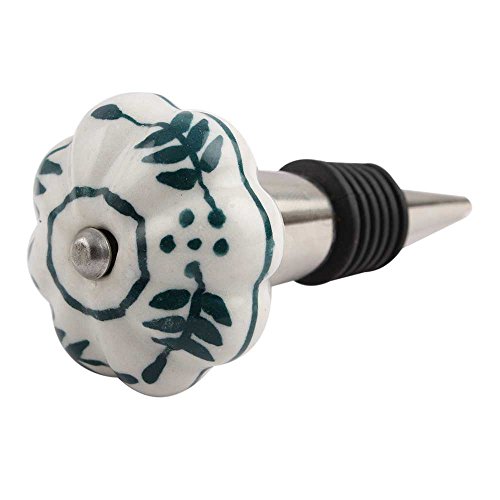 Indian Shelf Floral Wine Stopper | Wine Corks | Ceramic Wine Stoppers Cute [Green, 4 Pack] #TOP15