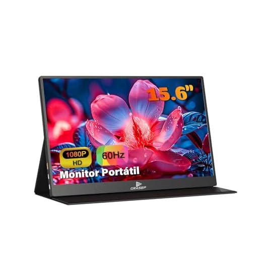 GRASEP Monitor Portátil 15.6” Full HD – Monitor Portátil para Notebook com Tela 1920x1080, 250 cd/m², 76% sRGB, HDMI/Type-C, Som Estéreo – Portátil, Leve e Universal