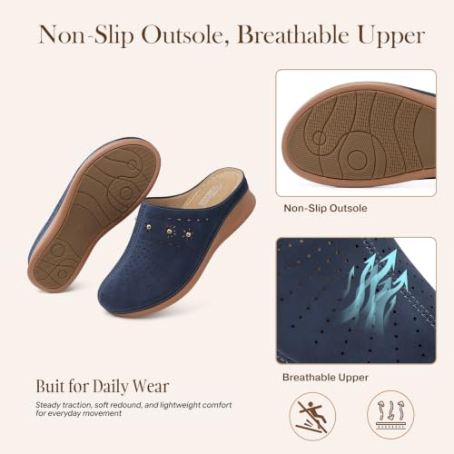 Image of SHIBEVER Clogs for Women Mules Comfortable: Slip On Closed Toe Casual Shoes | Cushioned Footbed All-Day Comfort Non Slip Platform Dress Shoes Breathable Upper for Walking Work Business Office Travel