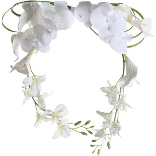 Vobumix Bouquets De Mariée en Fleurs De Phalaenopsis, Bouquet Cascade Simple, Bouquet Champêtre pour Photo De Mariage, Bouquet Réalisé À Main