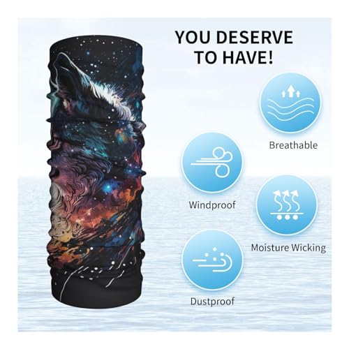 Pañoleta para el cuello negra Wolf Moon con diseño de cielo estrellado, cubre rostro tipo braga para mujeres y hombres, para motocicleta, ciclismo, esquí y más miniatura 5