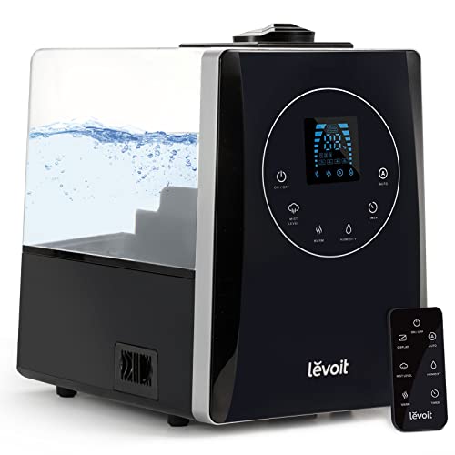 Product Deal LEVOIT Humidifiers for Large Room Bedroom (6L), Warm and Cool Mist Ultrasonic Air Vaporizer for Home Whole House Babies, Customized Humidity, Remote Control, Whisper-Quiet, Black