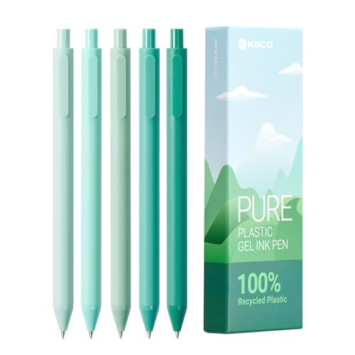 Image of KaCo PURE Eco Friendly Gel Ink Pen Plastic 5 Pieces, Ink Color-Black