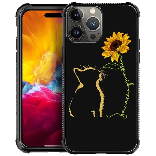 Coque Chat Jaune pour iPhone 15 Pro Max CARLOCA avec motif tournesol