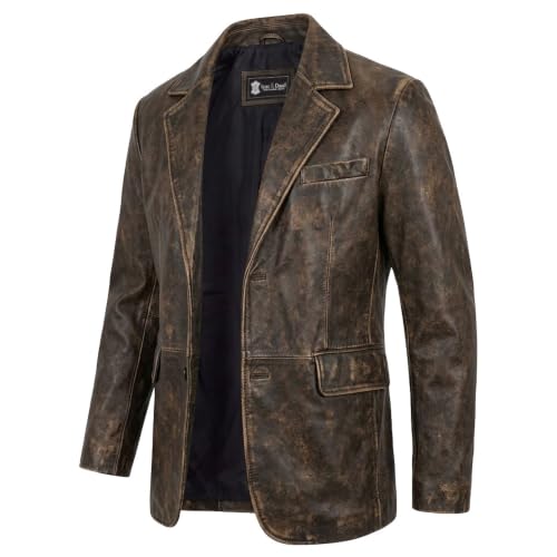 Image of Isaac & David Chicago Lambskin Genuine Casual Wear Leather Blazer Sport Coat Classic Button Closure for Men 2 Button Coat