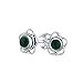 Produktbild Bali Stil Winzige Round Offen Flower Forest Green Malachite Stone Stud Earrings Für Frauen Oxidiert .925 Sterling Silber